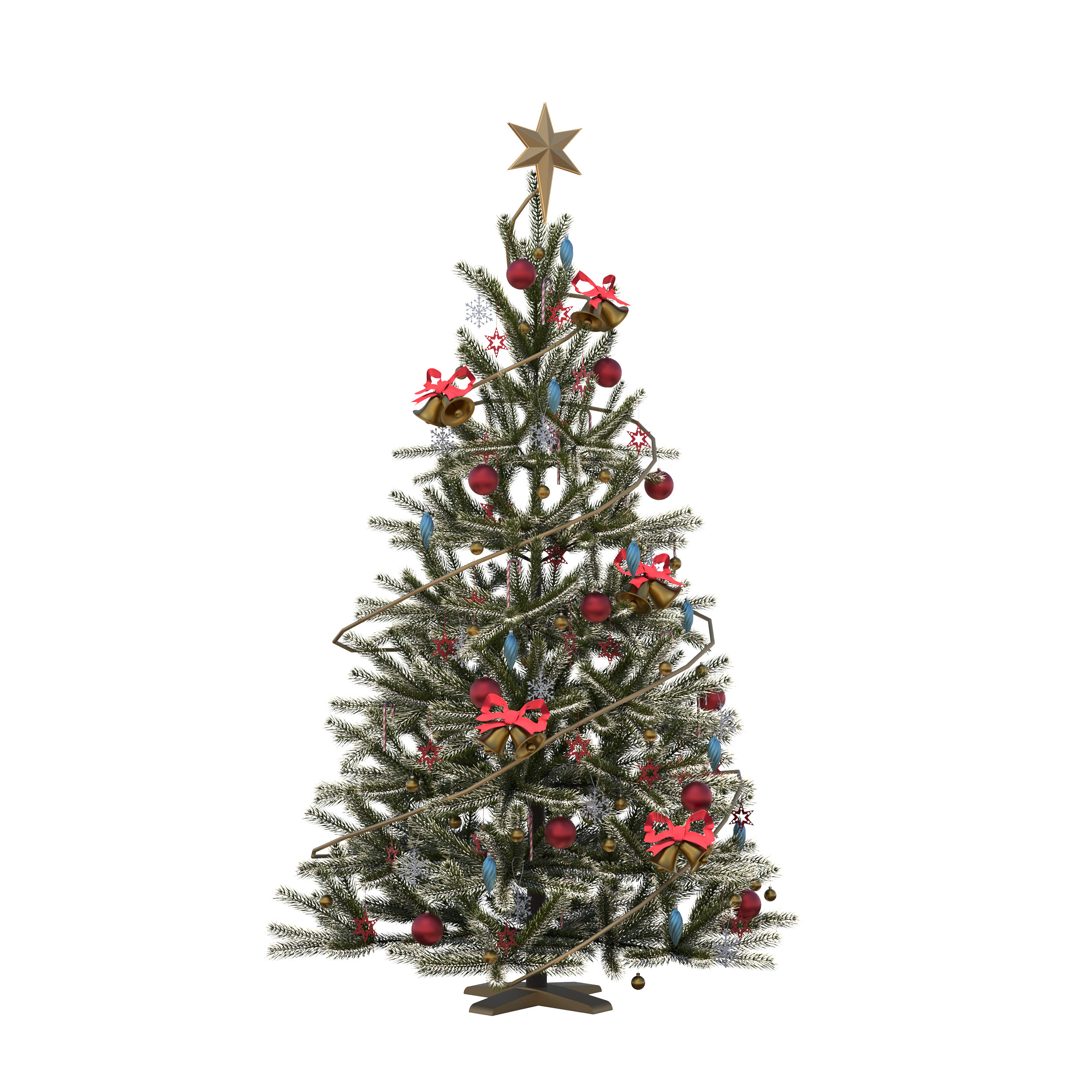 Christmas tree with decorations, isolate on a transparent background, 3d , cg render